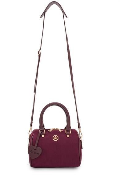 Uzun Askılı Orta Boy Speedy Çanta Bordo Süet ARM140