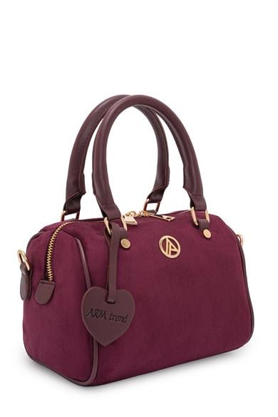 Uzun Askılı Orta Boy Speedy Çanta Bordo Süet ARM140