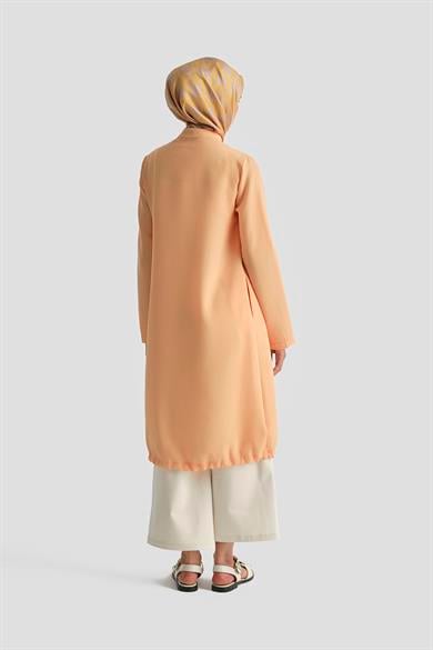 Yakaları Cepli Gizli Fermuarlı Tunik-Somon 25YT4138 