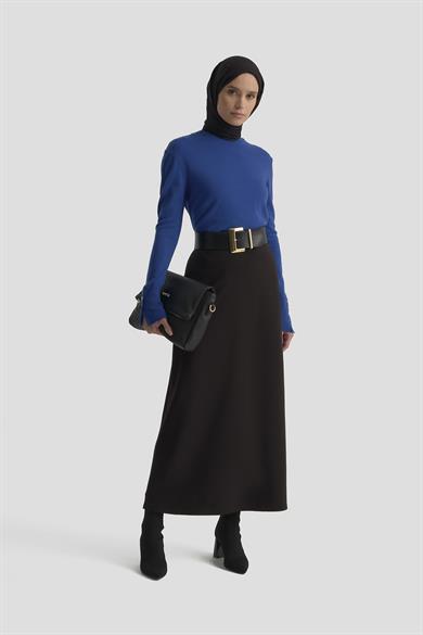 Yandan Fermuarlı Çan Etek Siyah 25KT117