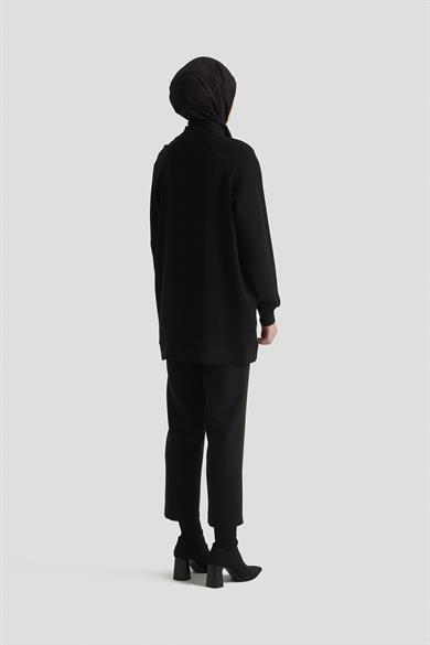 Zebra Desenli Çıtçıtlı Tunik Yağ Yeşili 25KT521