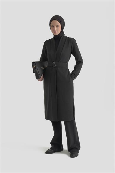 Belden Kuşaklı Kolları Lastikli Fitilli Tunikli İkili Takım Antrasit 25KT6115