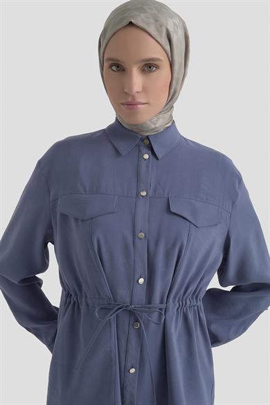 Beli Büzgü Detaylı Pantolonlu İkili Takım İndigo 26YT619