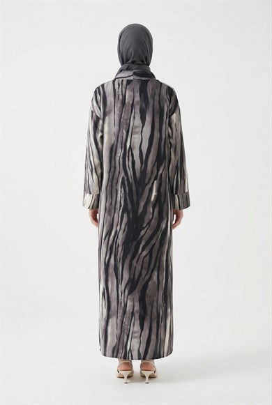 Beli Büzgülü Kolsuz Elbiseli Hırkalı İkili Takım Antrasit 26YT617