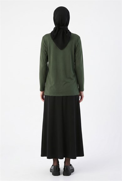 Çiçek Desenli Taş Detaylı Anne Penyesi Haki 25YTD477