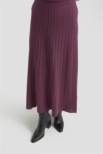 Eteği Çizgi Detaylı Triko İkili Takım Mürdüm 25KTD601