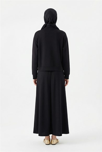 Gold Çıtçıtlı Cep Detaylı Etekli İkili Takım Siyah 26YT604