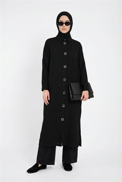 Kare Düğme Detaylı Giy Çık Siyah 26YT549