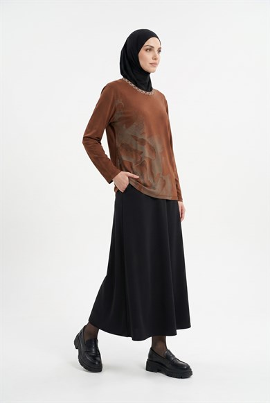 Kendinden Desenli Taş Detaylı Anne Penyesi Kiremit 25YTD486