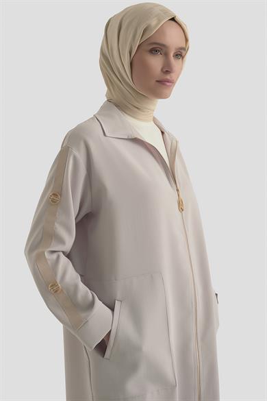 Kolları Şerit Detaylı Boydan Fermuarlı Allerli Giy Çık Taş 26YT516