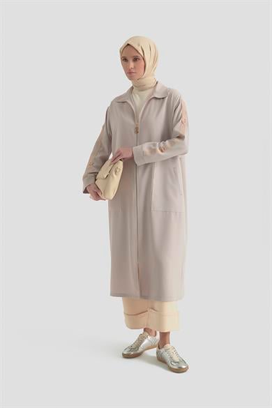 Kolları Şerit Detaylı Boydan Fermuarlı Allerli Giy Çık Taş 26YT516