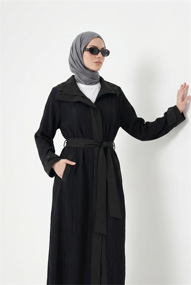 Mixli Dokulu Pardesü Siyah AGPR1247