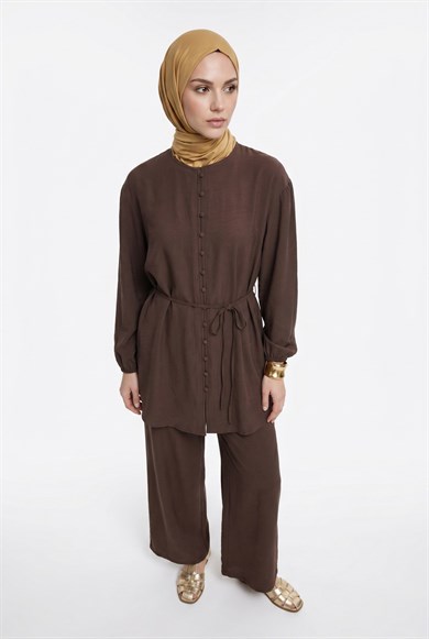 Sahte Düğme Detaylı Beli İpli Pantolonlu İkili Takım Bitter 26YT678