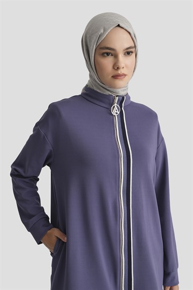 Şerit Detaylı Fermuarlı Pantolonlu İkili Takım İndigo 26YT6102