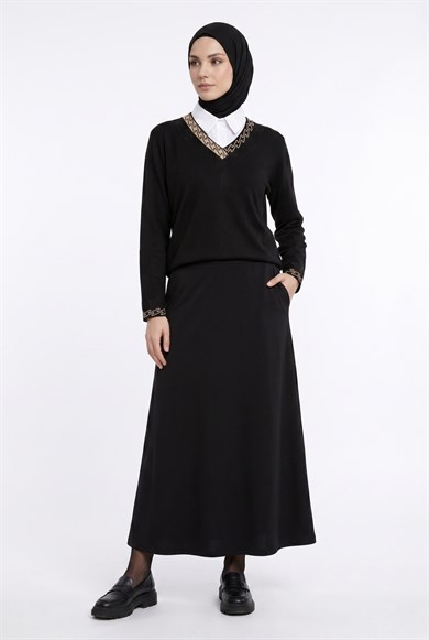 Taş Detaylı Anne Penyesi Siyah 25YTD479