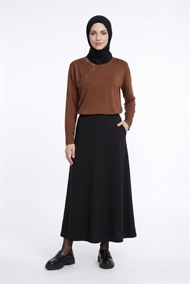 Taş Detaylı Kendinden Desenli Anne Penyesi Kiremit 25YTD480