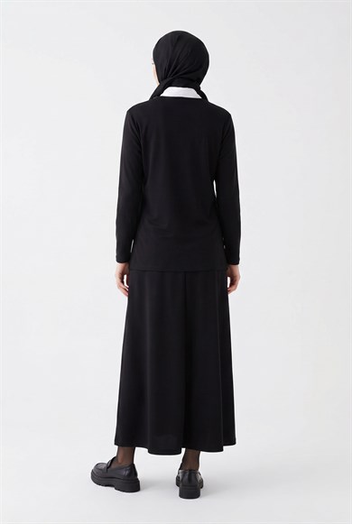 Taş Detaylı Kendinden Desenli Anne Penyesi Siyah 25YTD480