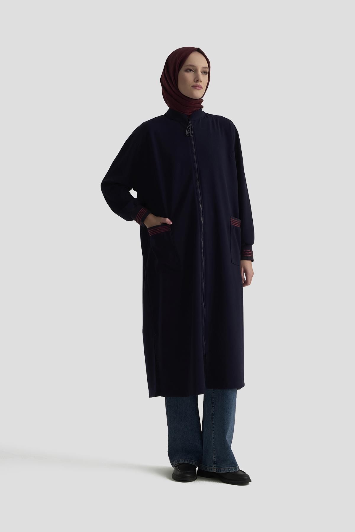 ARMİNE TREND Kolları Ribanalı Boydan Fermuarlı Cepli Giy Çık