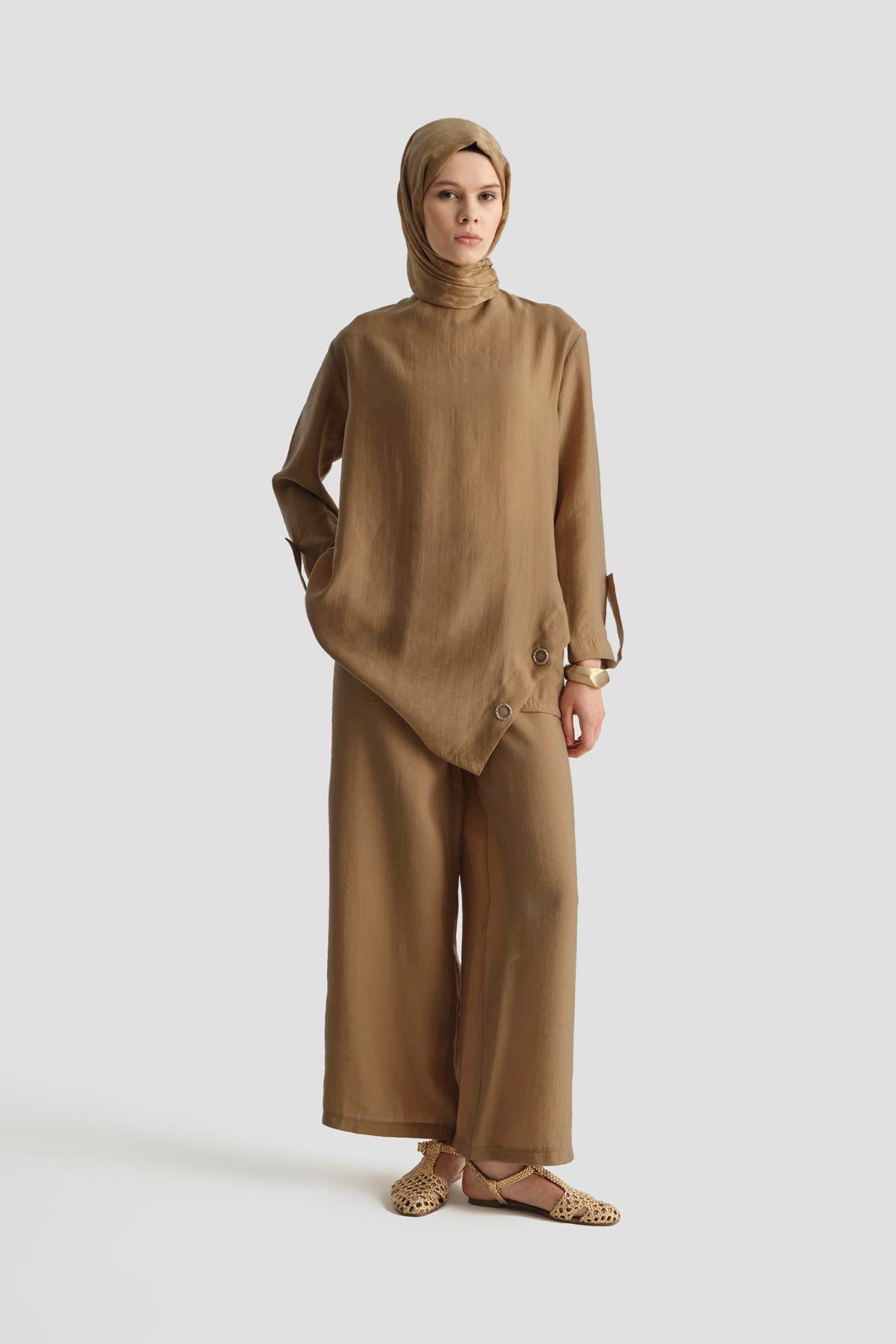 ARMİNE TREND Salaş Kesim Pantolonlu İkili Takım-Camel 25YT6140