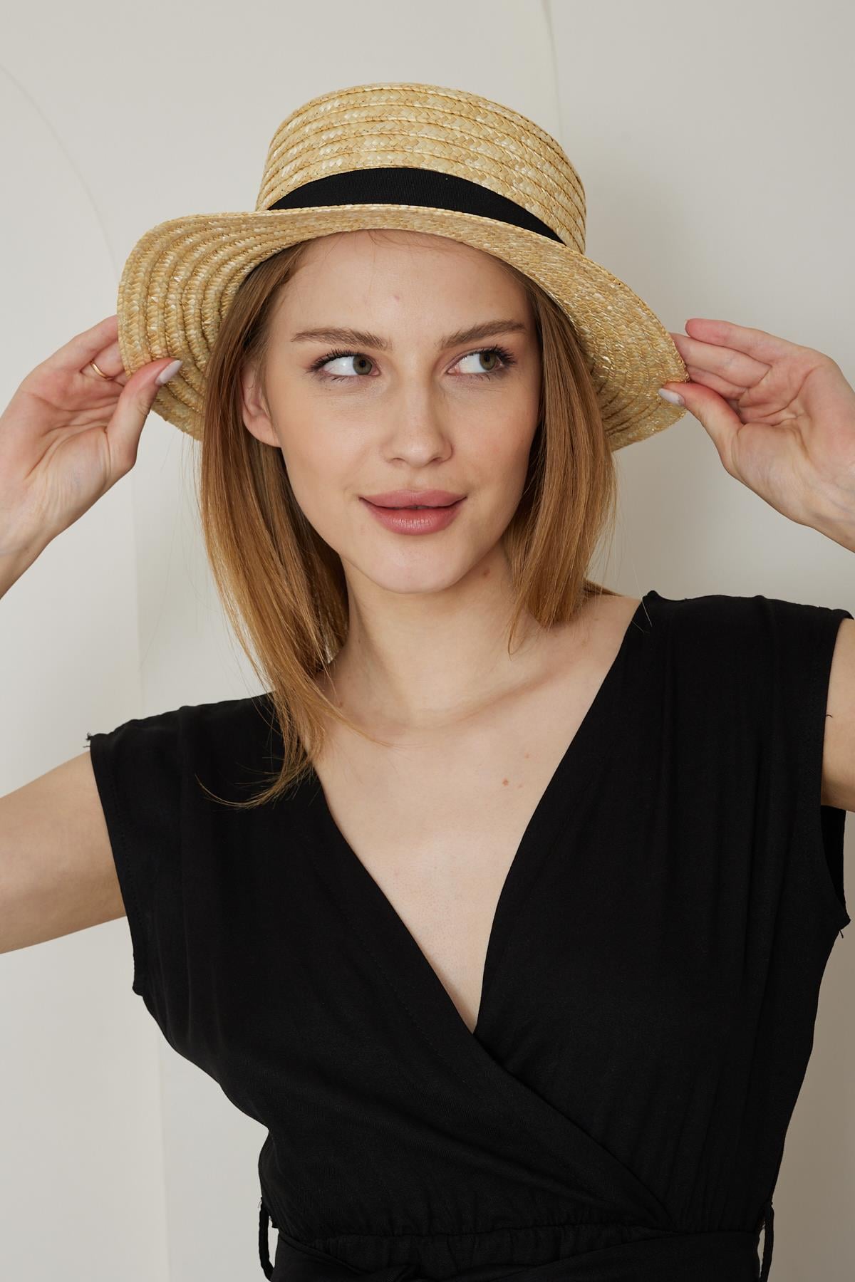 Kadın Bej Hasır Şapka - Laura