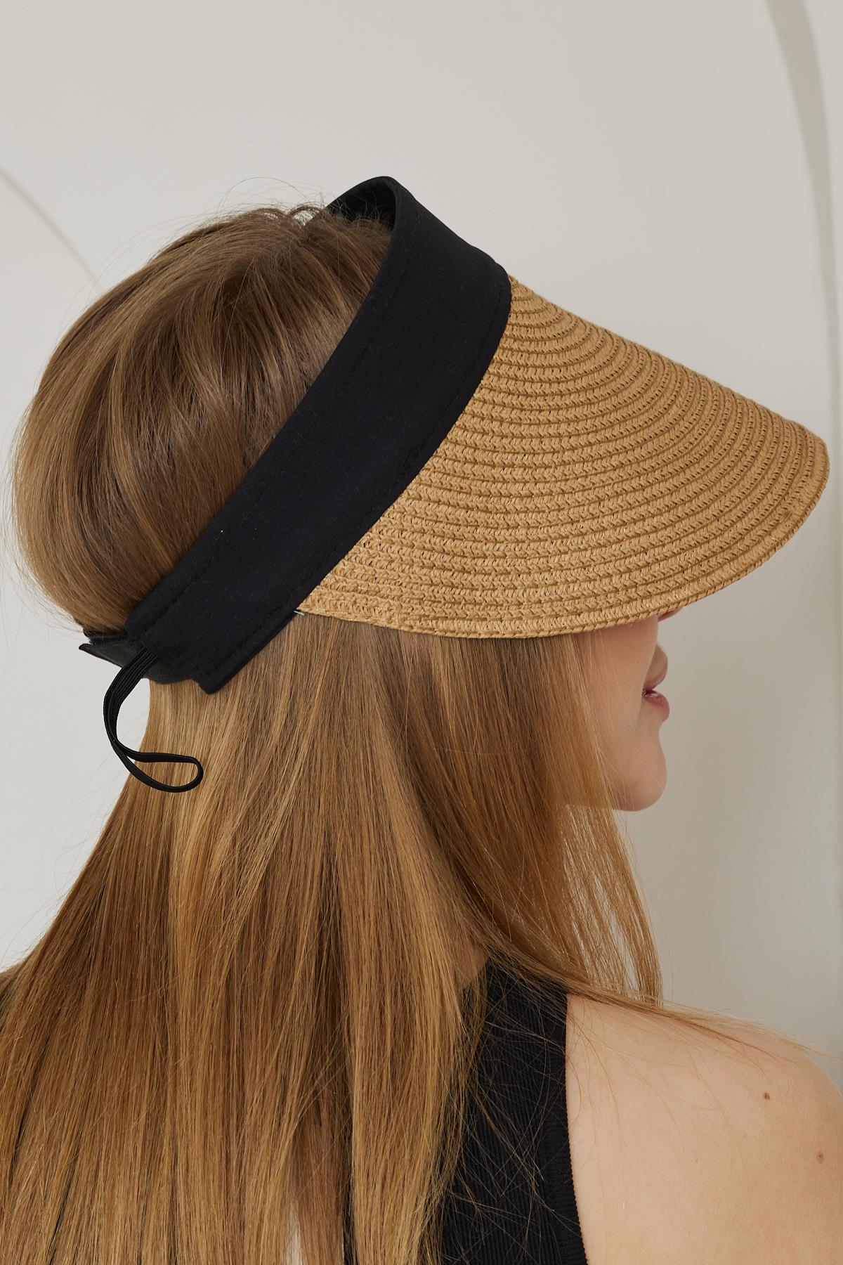 Kadın Camel Hasır Vizör Katlanabilir Şapka - Terra