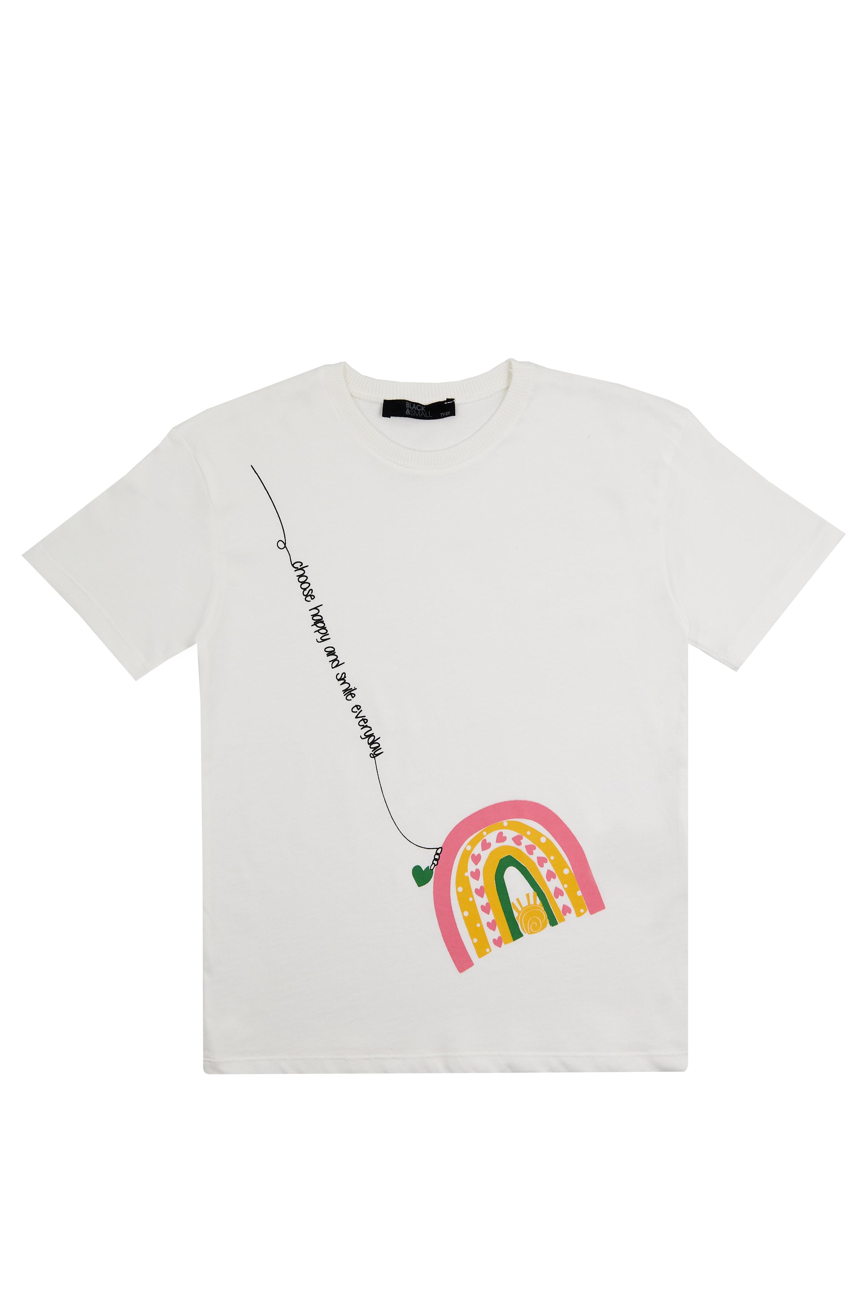 Kız Çocuk Beyaz Tshirt Baskılı- Wear