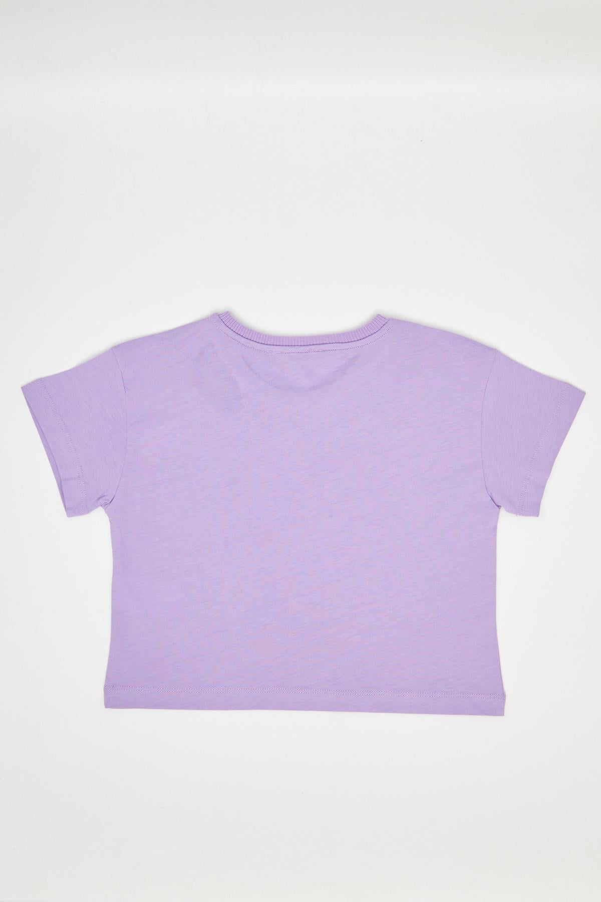Kız Çocuk Crop Tshirt Mor - Aleyna