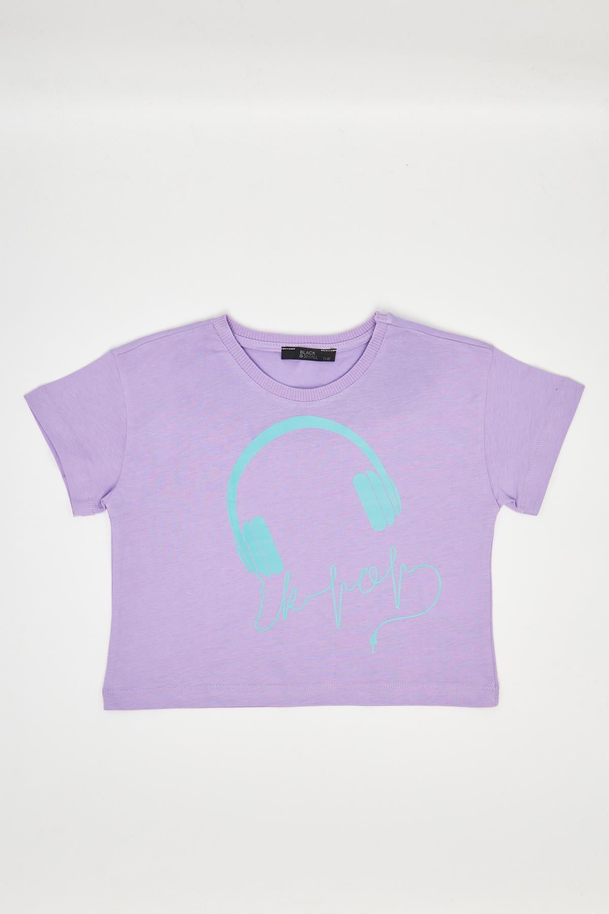 Kız Çocuk Crop Tshirt Mor - Aleyna