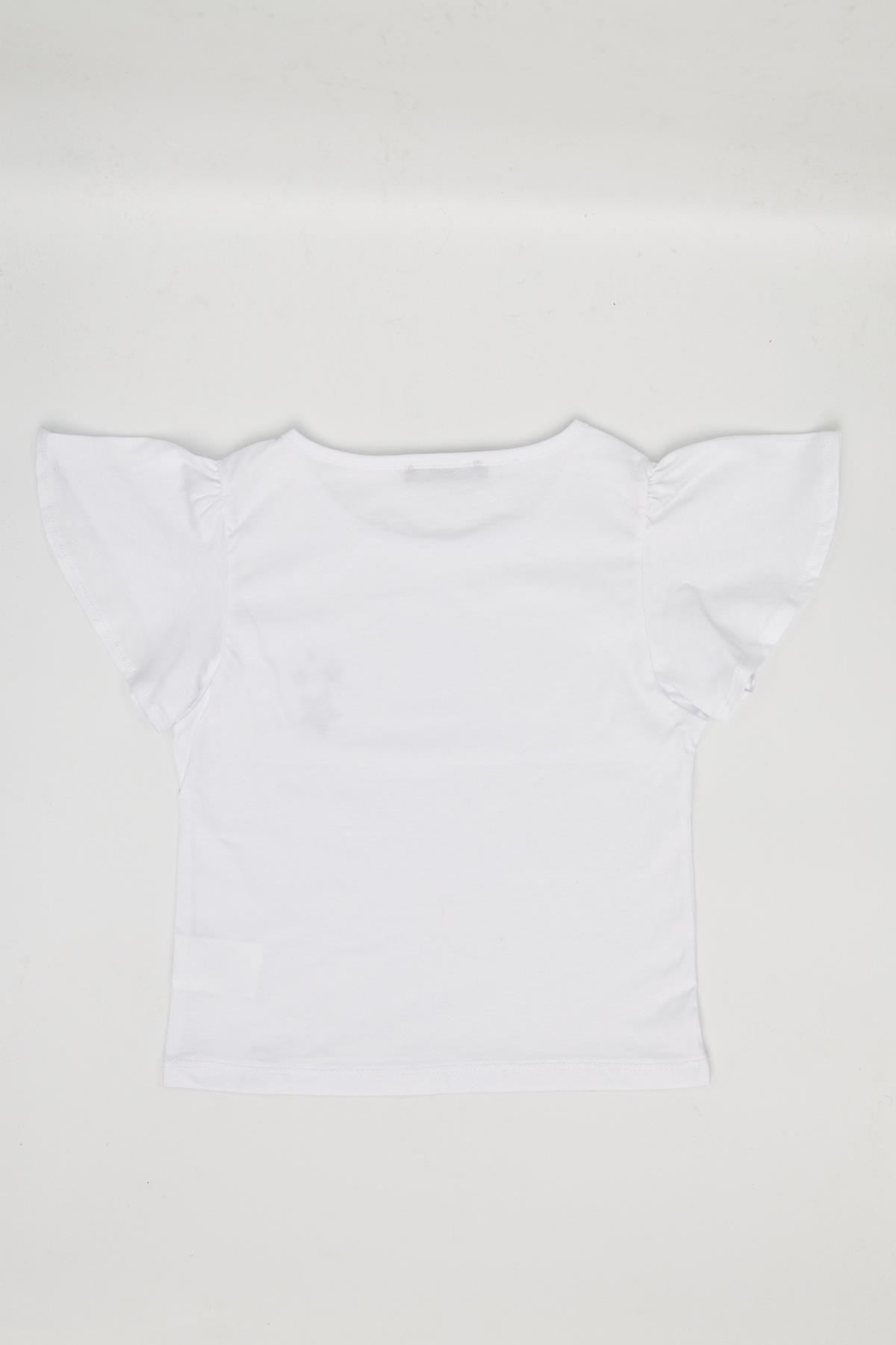 Kız Çocuk Fırfırlı Tshirt Beyaz - Peri