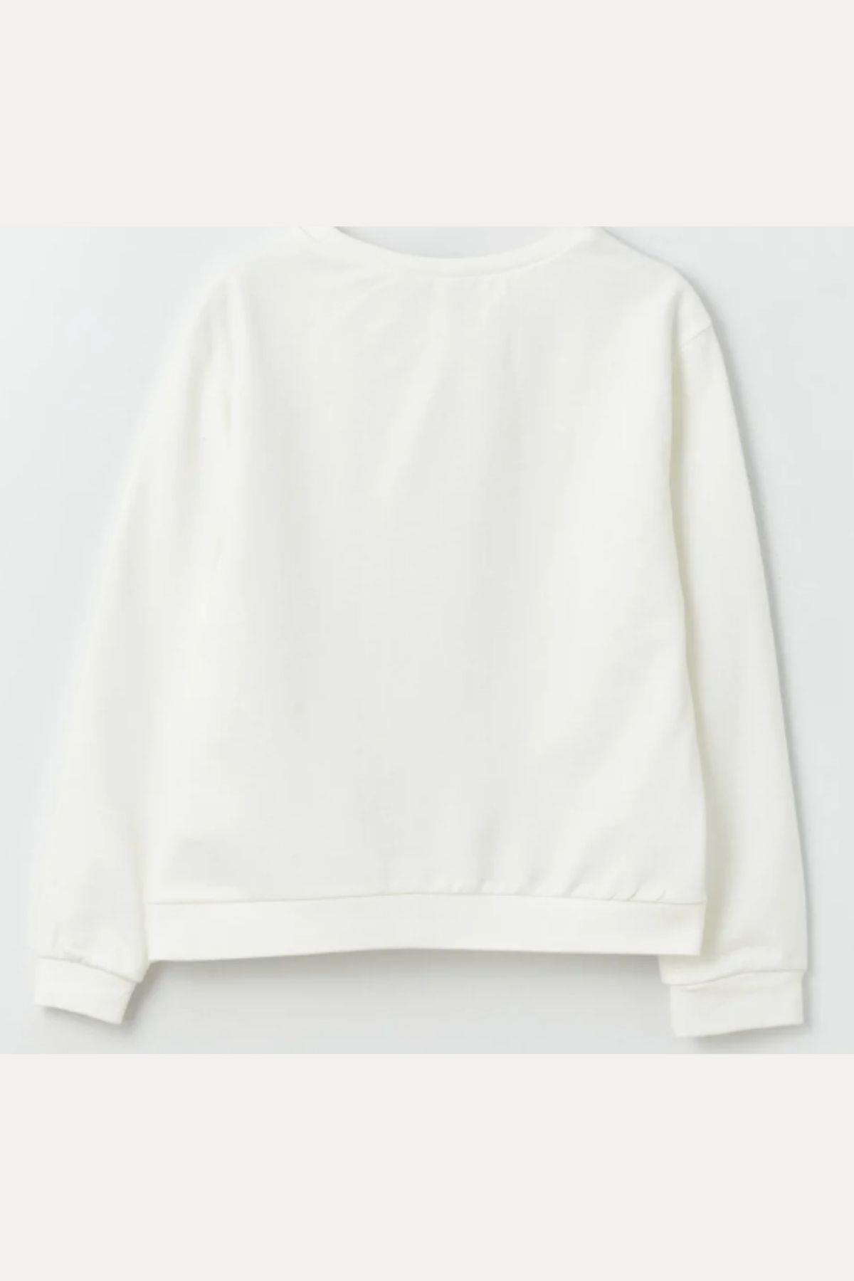 Kız Çocuk Sweatshirt Baskılı Beyaz- Miranda