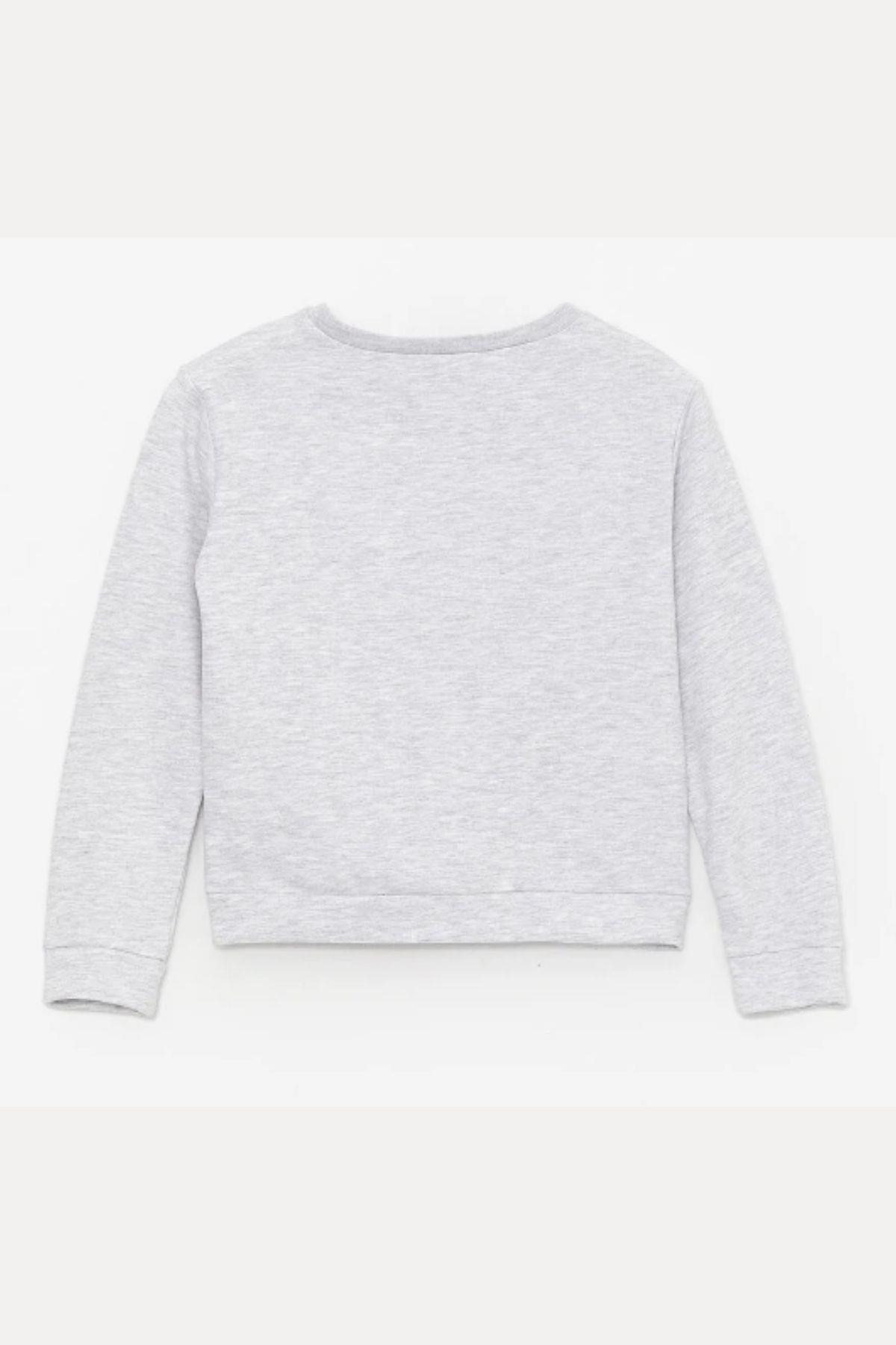 Kız Çocuk Sweatshirt Baskılı Gri Melanj- Miranda