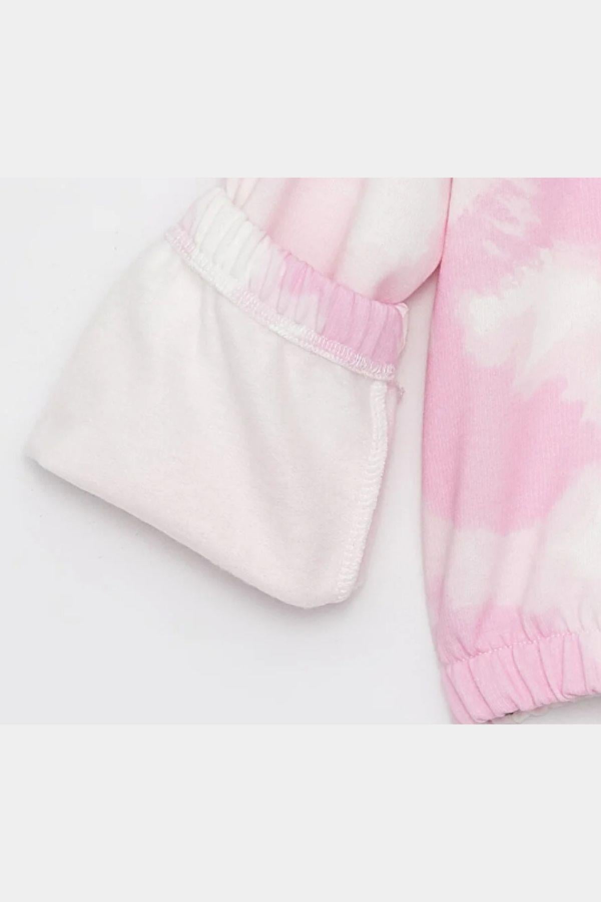 Kız Çocuk Sweatshirt Batik Desenli Pembe- Mila