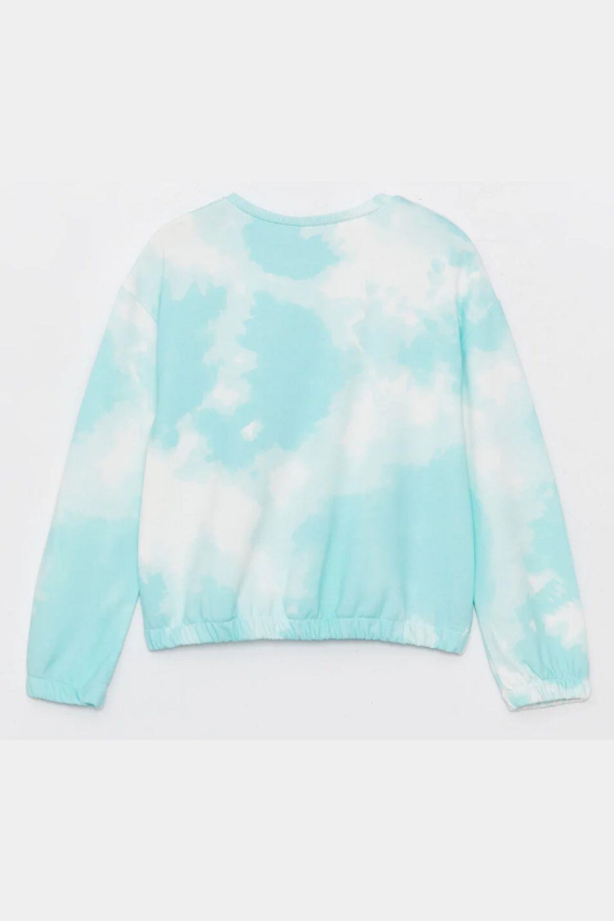 Kız Çocuk Sweatshirt Batik Desenli Yeşil- Mila