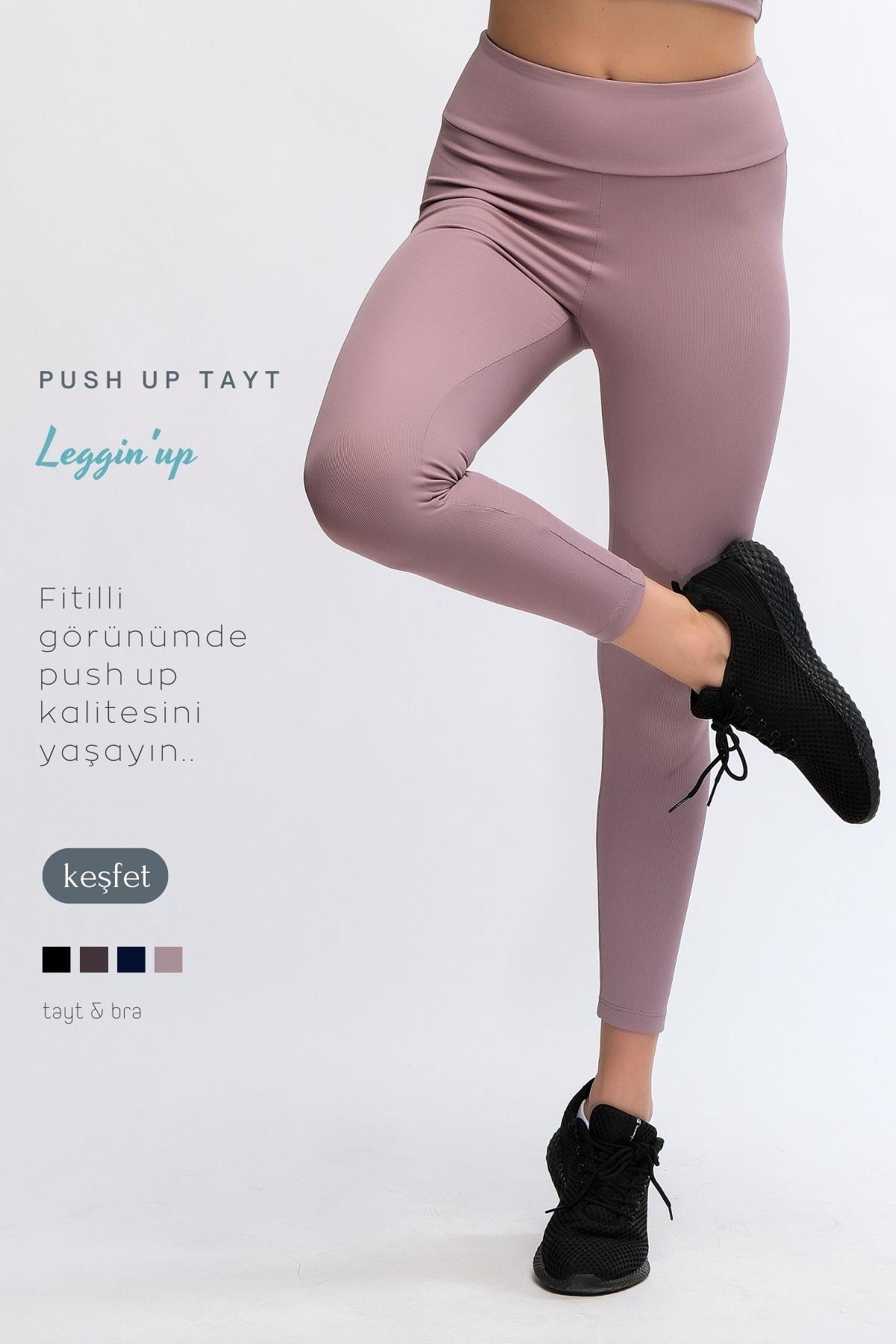 Rose Kadın Yüksek Bel Toparlayıcı Fitilli Push Up Spor Tayt - Maren