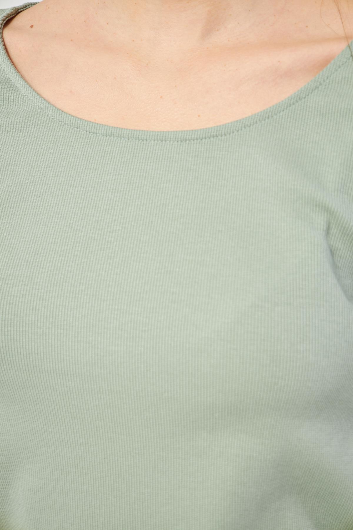 Yeşil Kadın Basic Açık Yaka Uzun Kollu Bluz - Soma