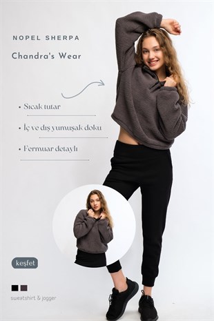 Antrasit Kadın Peluş Sweatshirt - Rope