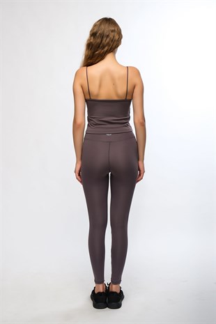 Antrasit Kadın Yüksek Bel Soft Touch Spor Tayt - Lemina