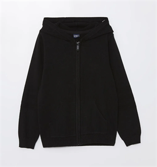 Erkek Çocuk Fermaurlı Sweatshirt Siyah - Alex