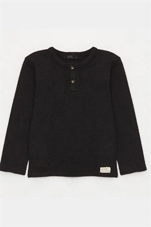 Erkek Çocuk Sweatshirt Siyah - Waffle