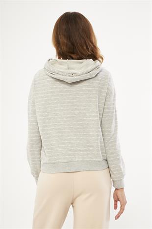 Gri Kadın Boyun Yakalı Sweatshirt - Peroni