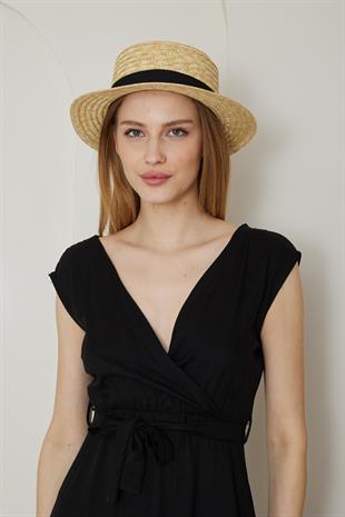 Kadın Bej Hasır Şapka - Laura