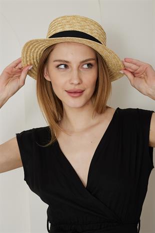 Kadın Bej Hasır Şapka - Laura