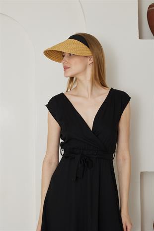 Kadın Hasır Vizör Taçlı Şapka Camel - Bloom