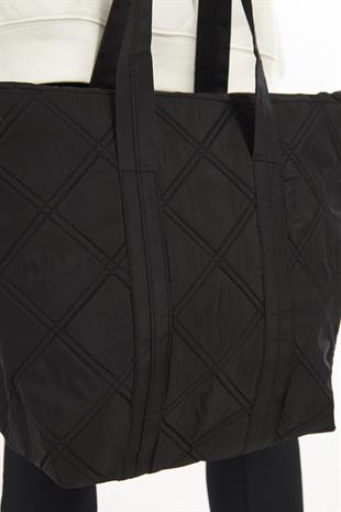 Kapitone Desenli Spor Omuz Çantası Siyah - Kapi