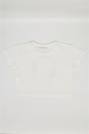 Kız Çocuk Crop Tshirt Beyaz - Aleyna