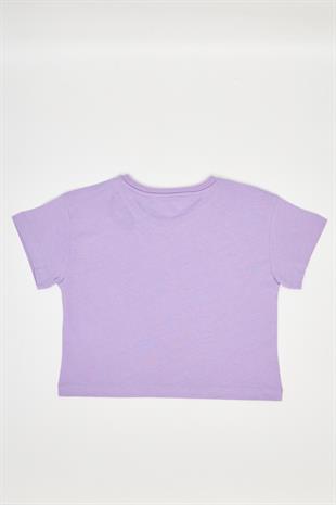 Kız Çocuk Crop Tshirt Mor - Aleyna
