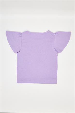 Kız Çocuk Fırfırlı Tshirt Mor - Peri