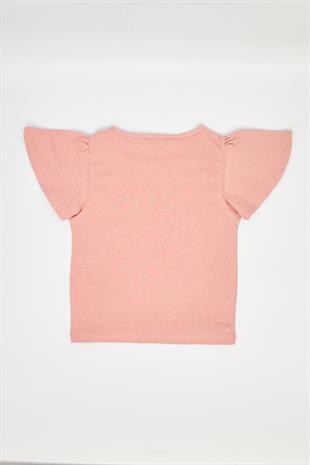 Kız Çocuk Fırfırlı Tshirt Pembe - Peri