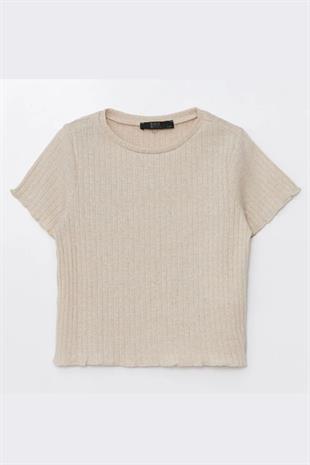 Kız Çocuk Kaşkorse Tshirt Bej - Font