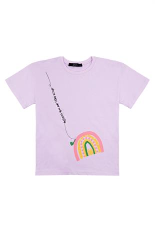 Kız Çocuk Mor Tshirt Baskılı- Wear